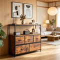 5-Drawer Fabric TV Stand Dresser Entertainment Center for 45 Inch TV - Living Room Storage Organizer