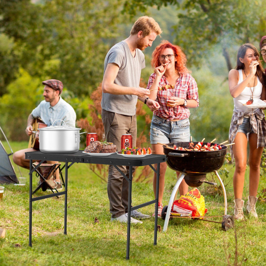 Lightweight Folding Camping Table, 16.15in-25.9in Adjustable Height, 88 Lbs Weight Capacity, Portable Outdoor Table for Backyard, BBQ, Fishing, Camping and Picnic