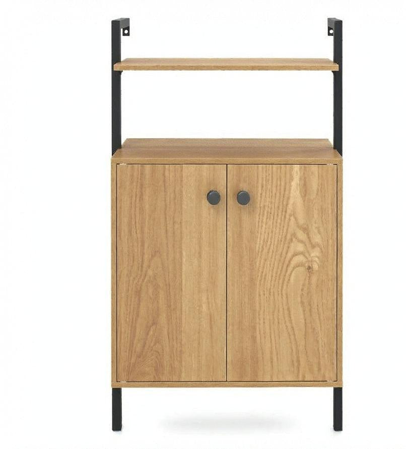Wall Mount Bookshelf with Storage Cabinet 2-Door Organizer for Living Room Bedroom Office