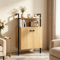 Wall Mount Bookshelf with Storage Cabinet 2-Door Organizer for Living Room Bedroom Office