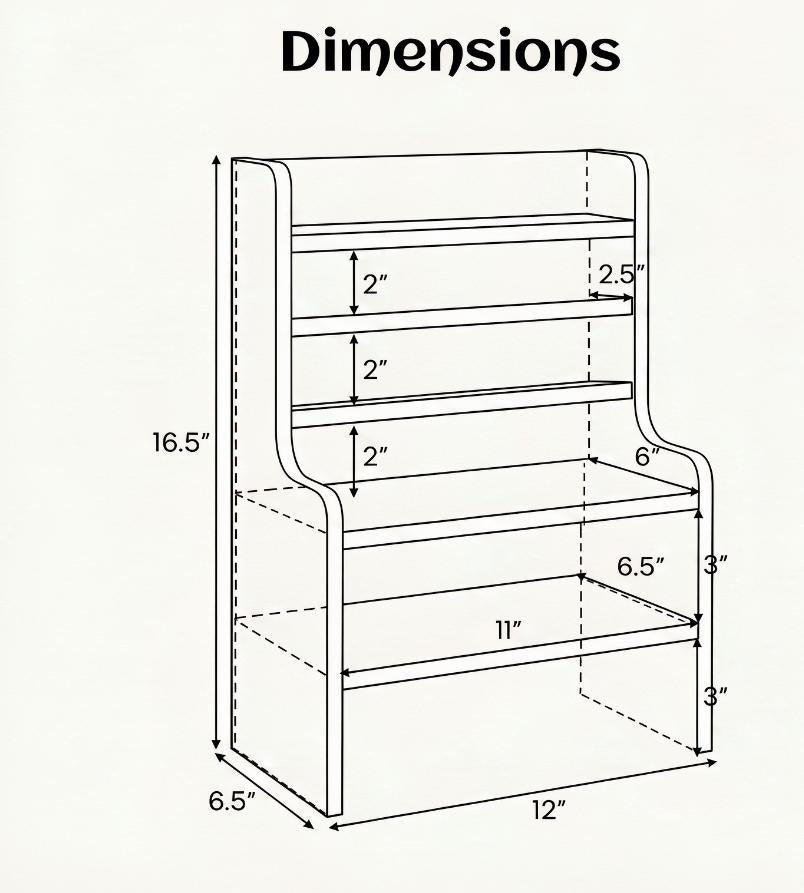 6-Tier Desktop Organizer Mini Storage Rack with 2 Removable Shelves for Home Office Organization And Storage