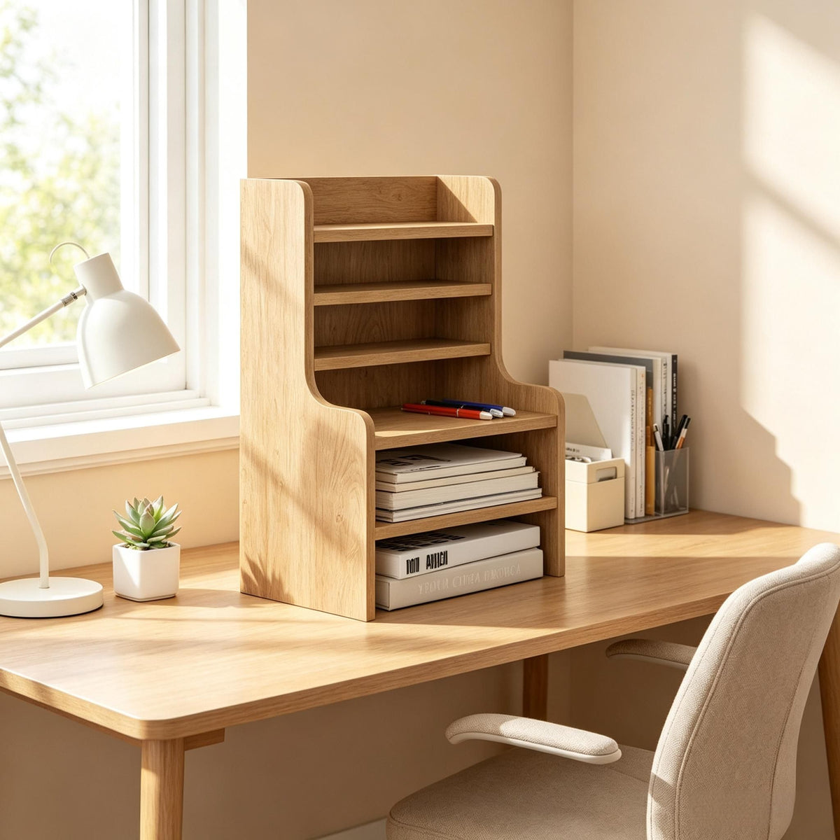 6-Tier Desktop Organizer Mini Storage Rack with 2 Removable Shelves for Home Office Organization And Storage