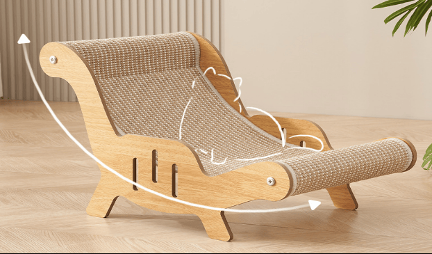 Cat Recliner Scraper Board, Cat Scratching Chair, Wooden Sisal Adjustable Cozy Non-Shedding Material for Cats