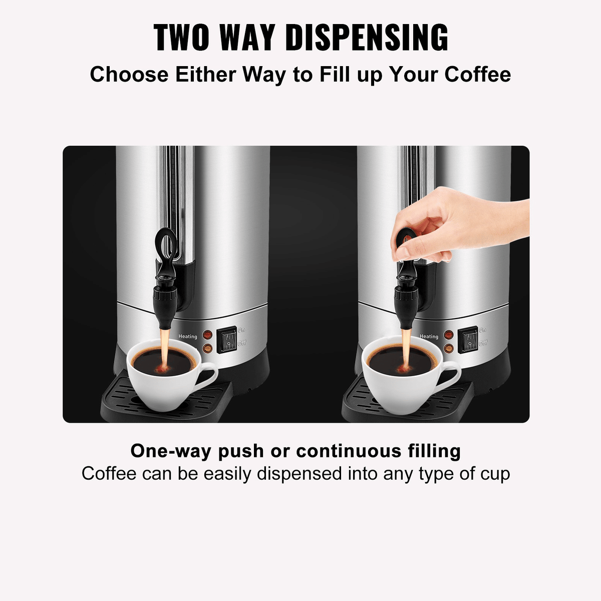 Commercial Coffee Urn (110 cups) – Stainless Steel Coffee Dispenser with Fast-Brew Function; drip coffee maker; stainless steel drip coffee maker; suitable for restaurants, offices, coffee shops