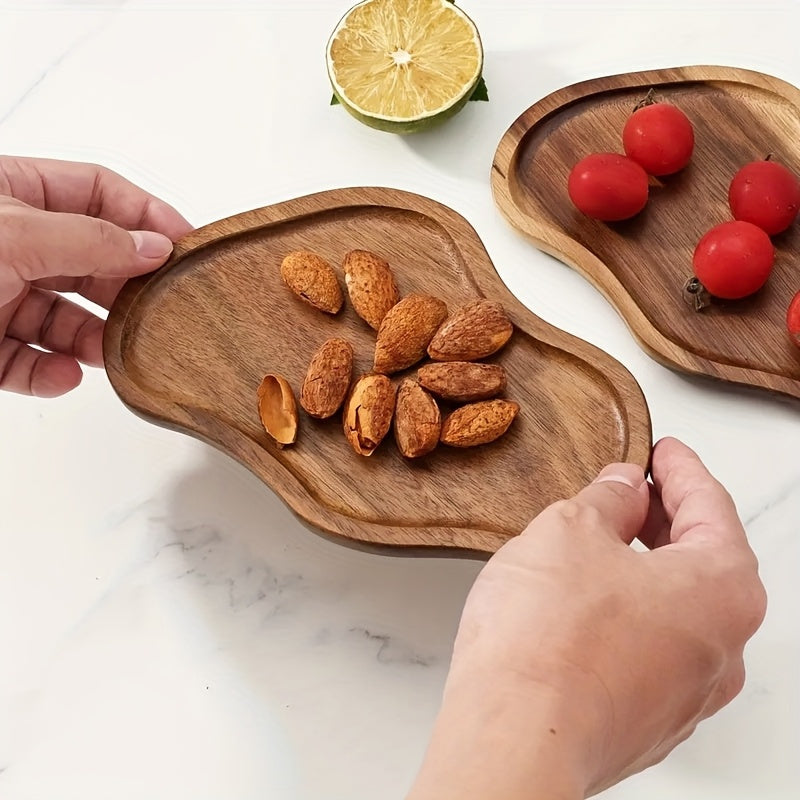 5pcs Party Set, Practical Wooden Tableware for Snacks, Bread, Cake, Heat-Resistant, Scratch-Resistant, Kitchen Accessories,  Fall Decor, Christmas Decorative Tray, Bohemian Maximalist Style Plates