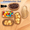 5pcs Party Set, Practical Wooden Tableware for Snacks, Bread, Cake, Heat-Resistant, Scratch-Resistant, Kitchen Accessories,  Fall Decor, Christmas Decorative Tray, Bohemian Maximalist Style Plates