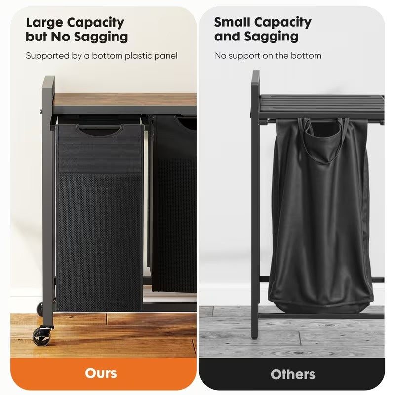 Heavy Duty Rolling Laundry Sorter Cart with Removable Pull Out Bags, Large Capacity Clothes Hamper on Locking Casters, Multi Compartment Laundry Organizer for Bedroom, Bathroom and Laundry Room