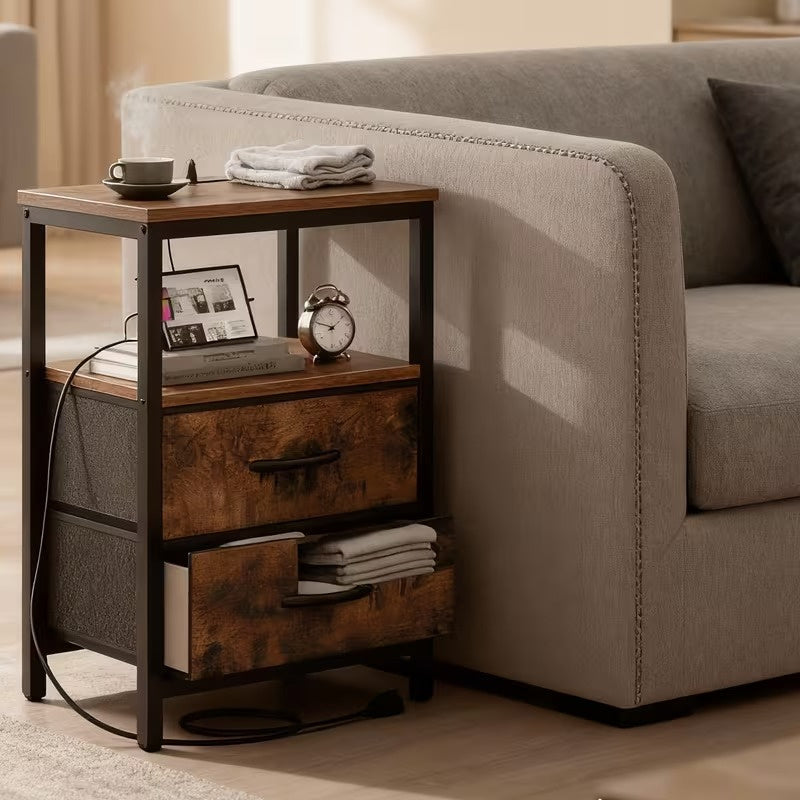 1/2 Pack Floating Nightstand with Charging Station, Wall Mounted Bedside Table with USB & Type-C Ports, 2 Adjustable Drawers and Built-in Outlet for Bedroom