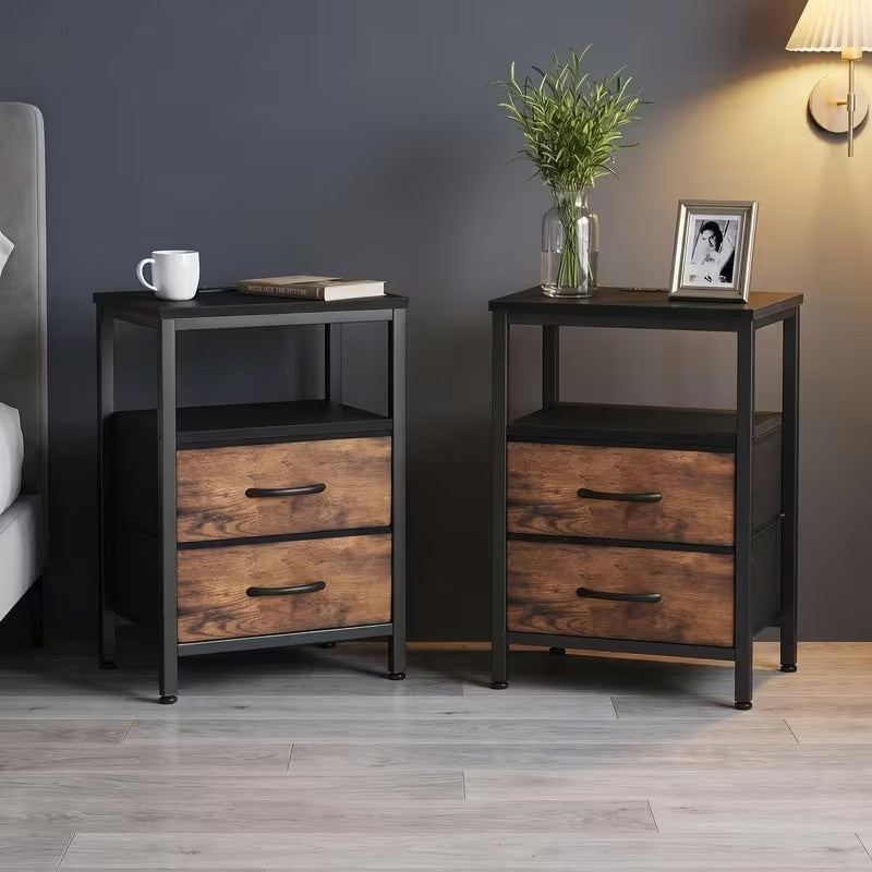 1/2 Pack Floating Nightstand with Charging Station, Wall Mounted Bedside Table with USB & Type-C Ports, 2 Adjustable Drawers and Built-in Outlet for Bedroom