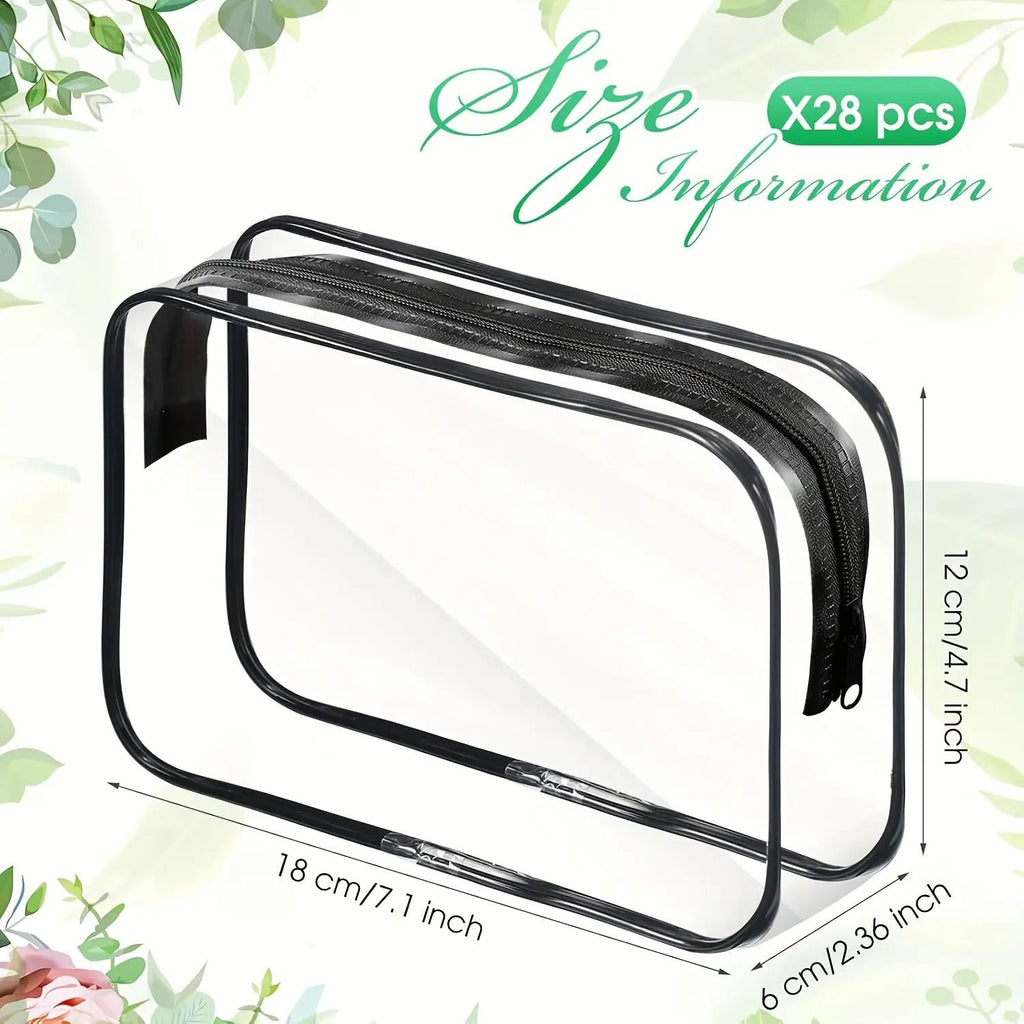 28pcs Transparent Travel Cosmetic Bag Set with Zipper, Multifunctional Portable Storage Box for Men and Women's Travel Essentials