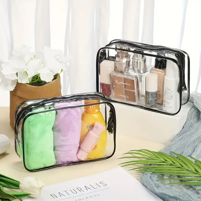 28pcs Transparent Travel Cosmetic Bag Set with Zipper, Multifunctional Portable Storage Box for Men and Women's Travel Essentials