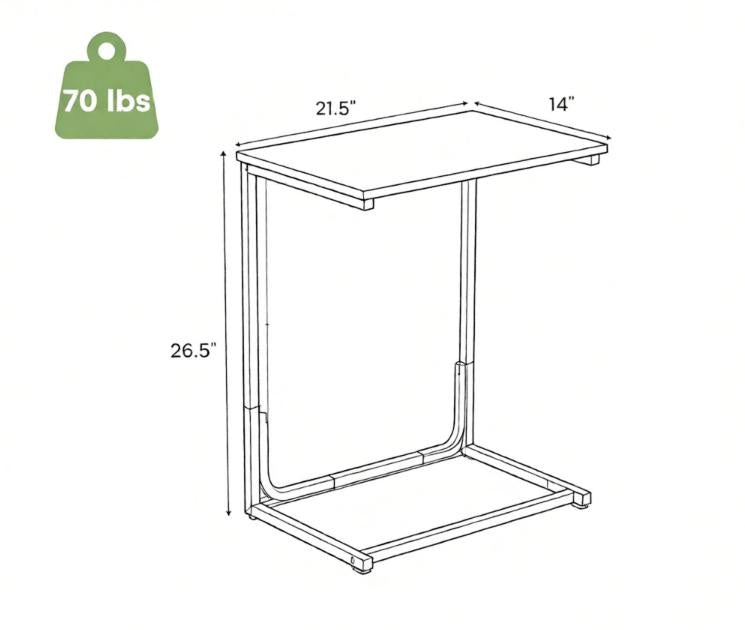 C-Shaped Side Table Sofa Snack End Table Metal Frame Living Room Ottoman Coffee Table Bedroom Reading Lamp Desk