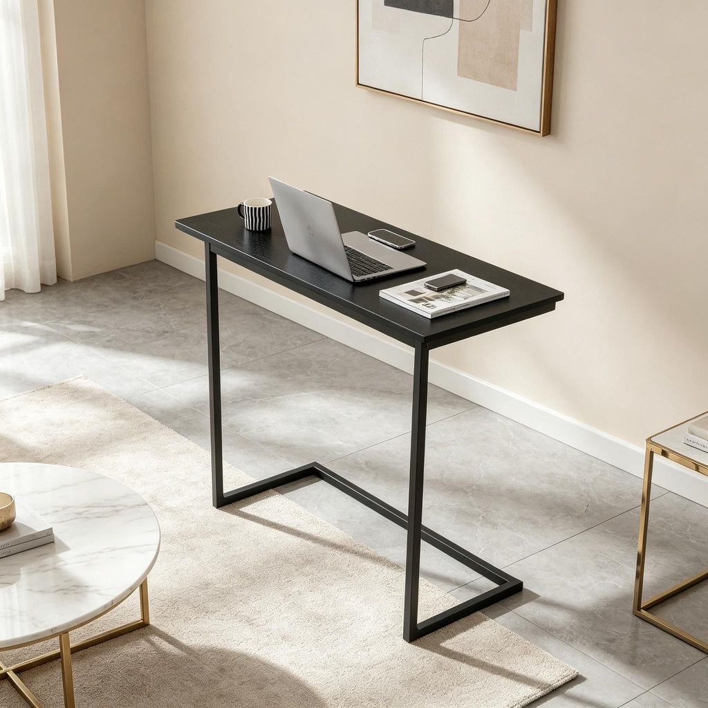 C-Shaped Side Table Sofa Snack End Table Metal Frame Living Room Ottoman Coffee Table Bedroom Reading Lamp Desk
