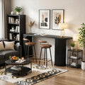 Counter Height Pub Table with Fluted Cylindrical Base 63" Bar Table Kitchen Dining Room Furniture Modern Design