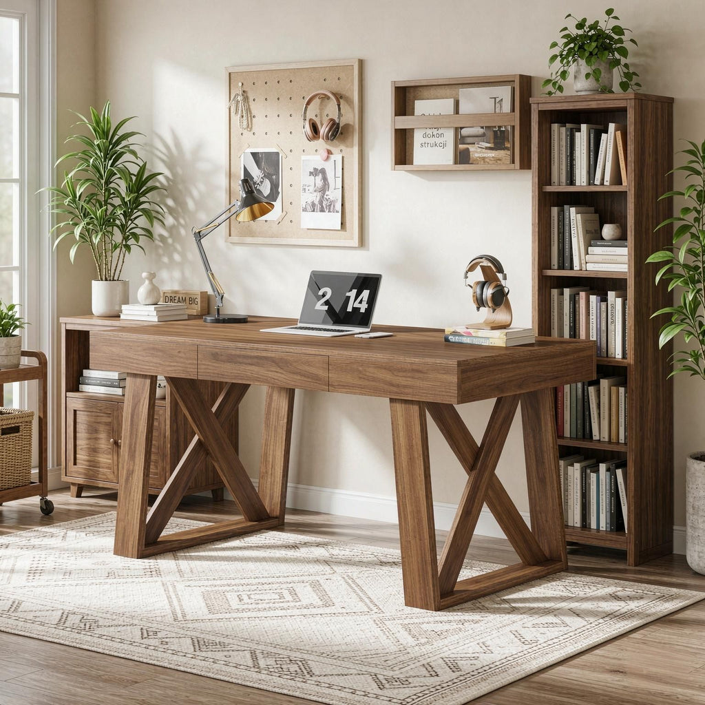Modern 55'' Executive Desk Computer Office Desk with Drawer for Business People Home Office Furniture