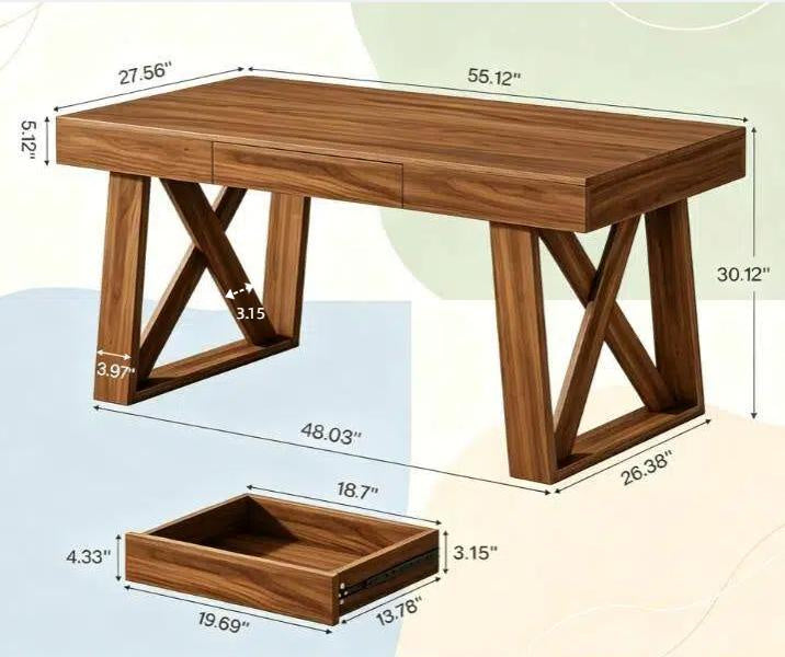Modern 55'' Executive Desk Computer Office Desk with Drawer for Business People Home Office Furniture
