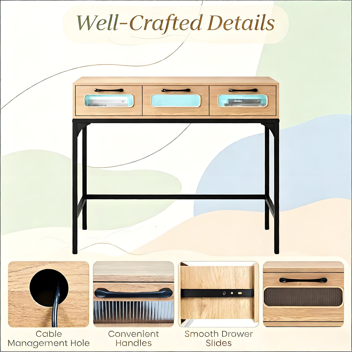 Console Table with LED Lighting And Charging Station for Living Room And Hallway Modern Minimalist Style Sofa Back Coffee Table