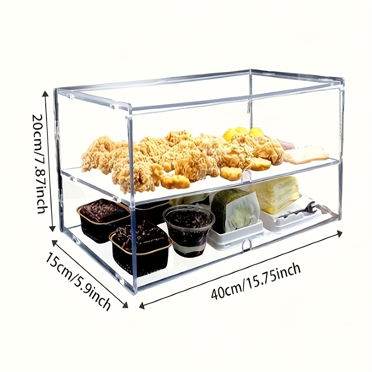Countertop Bakery and Pastry Display Box, 2-Tier Transparent Acrylic Display Case, Suitable for Donuts, Bread, Cupcakes, Fruits - Perfect for Home Parties, Cafes, Bakery Finished Goods Display