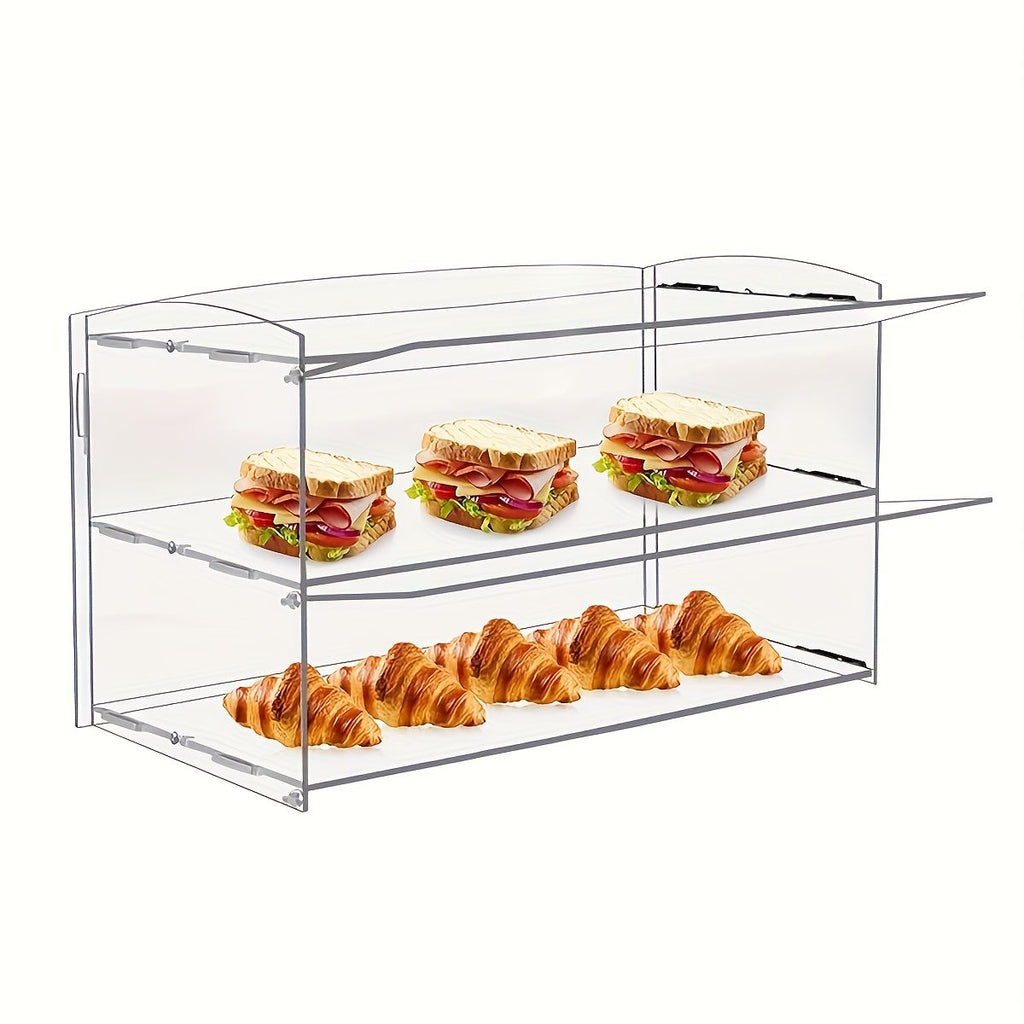 Countertop Bakery and Pastry Display Box, 2-Tier Transparent Acrylic Display Case, Suitable for Donuts, Bread, Cupcakes, Fruits - Perfect for Home Parties, Cafes, Bakery Finished Goods Display