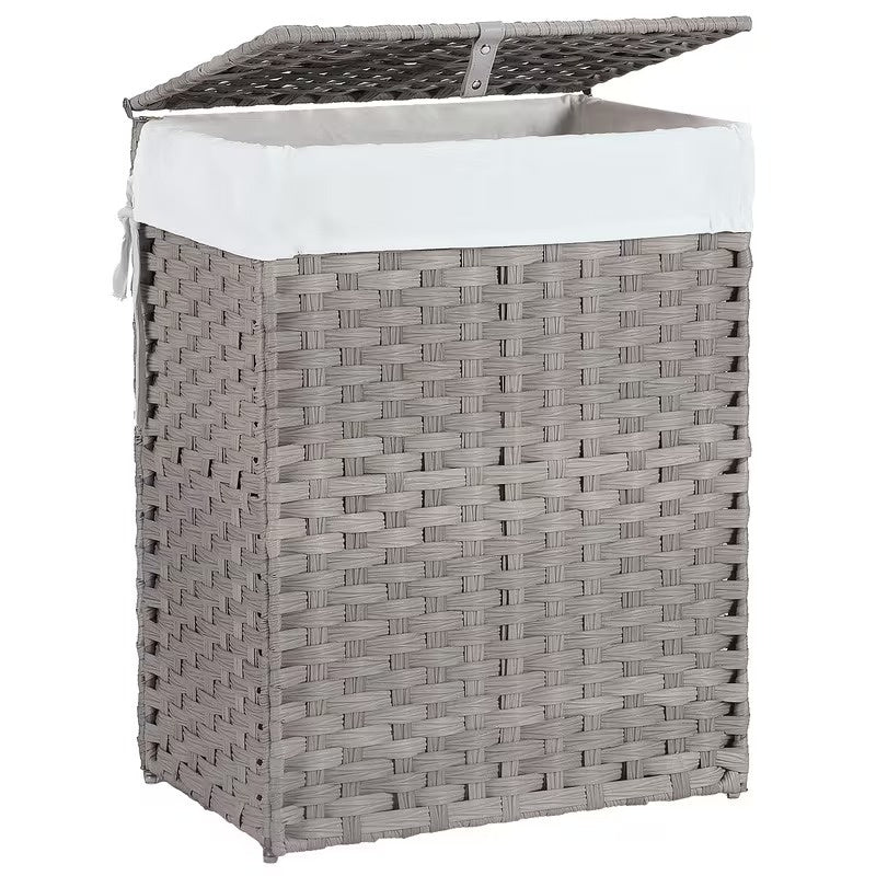 23.78 Gallon Large Capacity Laundry Basket with Lid, Folding 2 Tier Laundry Hamper with Removable Insert, Portable Clothes Storage Organizer for Bedroom, Bathroom and Home