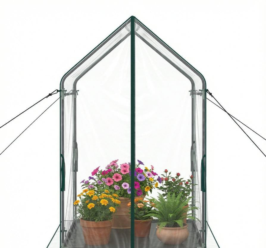 Mini Greenhouse Metal Frame with Waterproof Bottom Mat And Wind Ropes for Plant Protection Outdoor Gardening Equipment