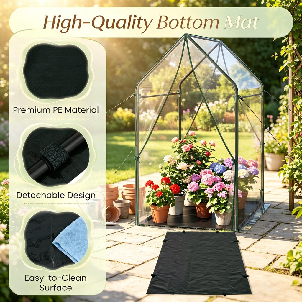 Mini Greenhouse Metal Frame with Waterproof Bottom Mat And Wind Ropes for Plant Protection Outdoor Gardening Equipment