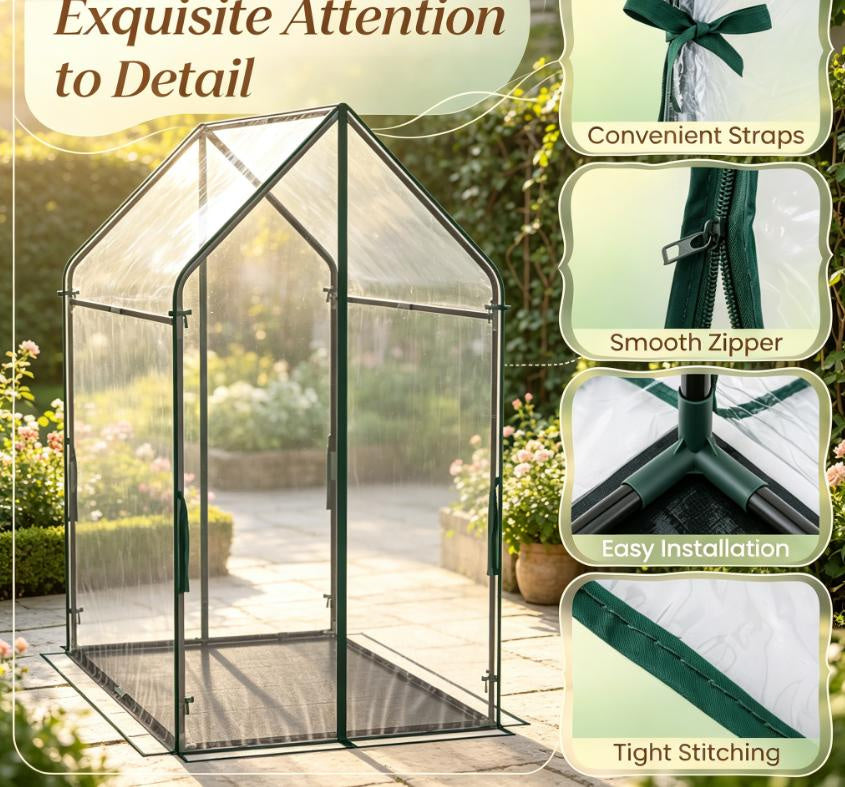 Mini Greenhouse Metal Frame with Waterproof Bottom Mat And Wind Ropes for Plant Protection Outdoor Gardening Equipment