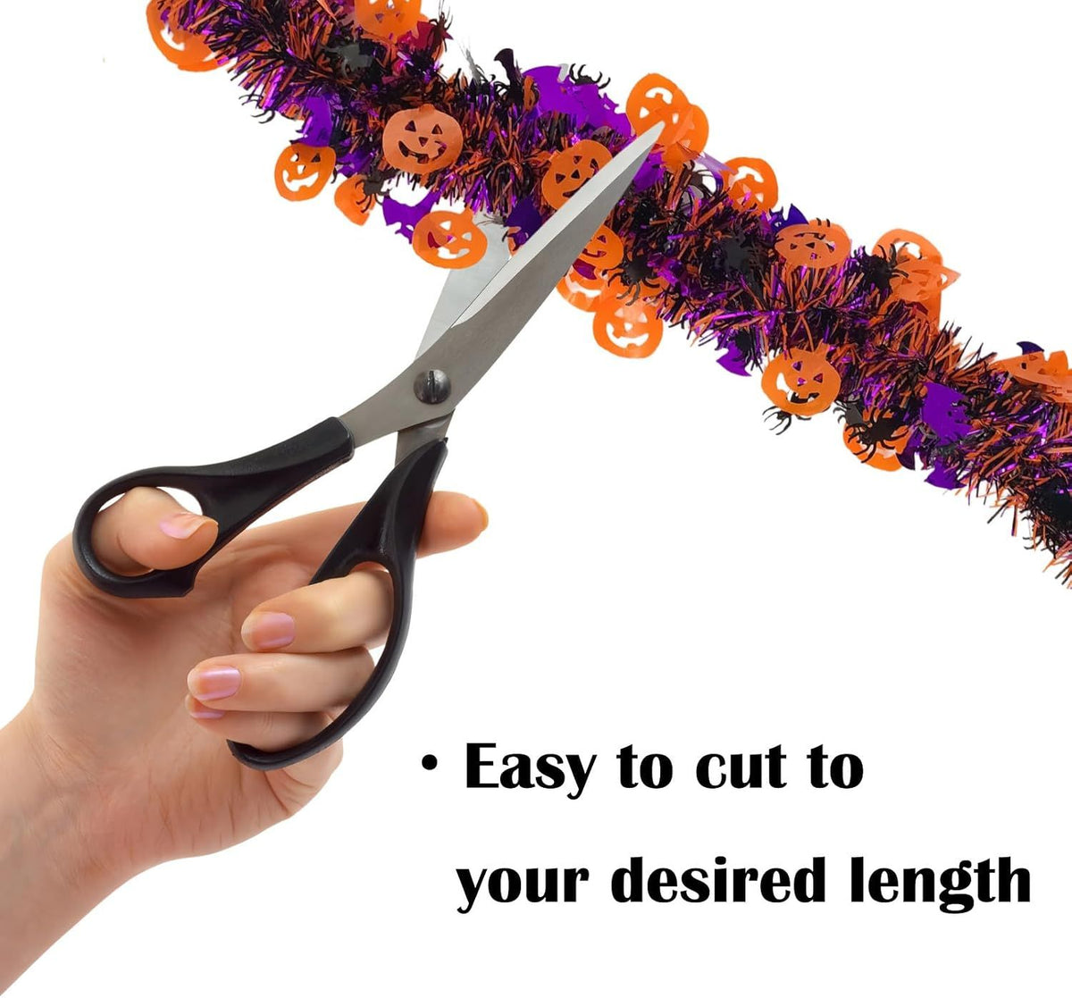 Pumpkin Bats Spider Metallic Fringe Garland Tinsel Strip, Home Fireplace Doorway Haunted House Indoor Outdoor Hanging Decor