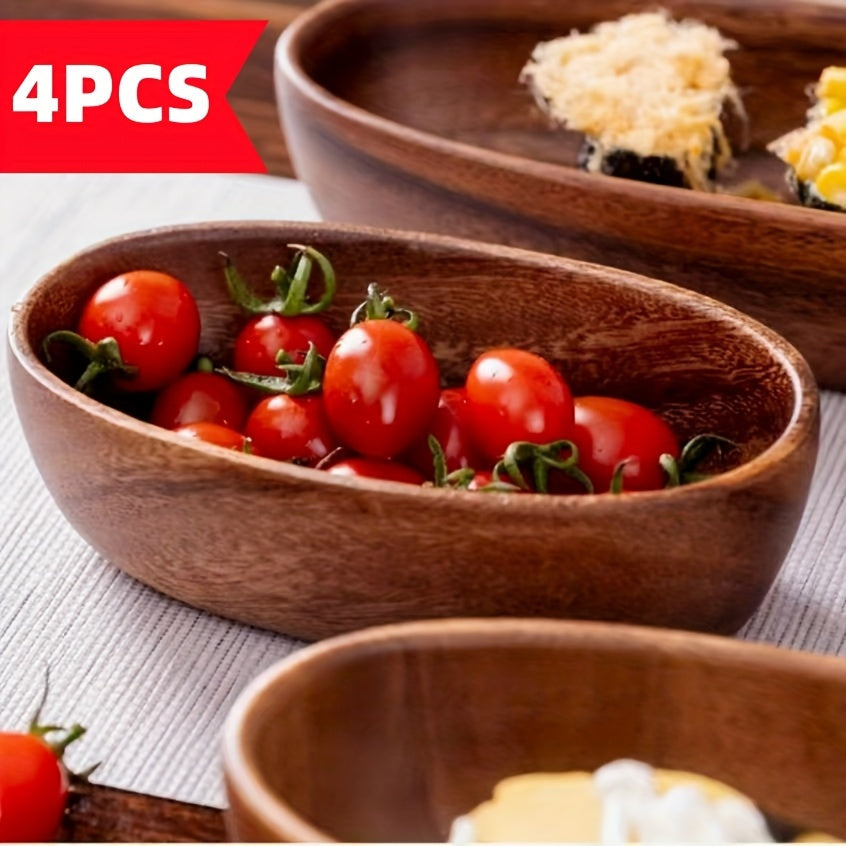 Four Japanese-Style Sushi Platters | Stylish Boat-Shaped Table Decor, Durable And Easy-To-Clean Wooden Condiment Dish, Handcrafted, Idealfor Kitchen Use, Perfect for Serving Fruits, Nuts, And Dessert