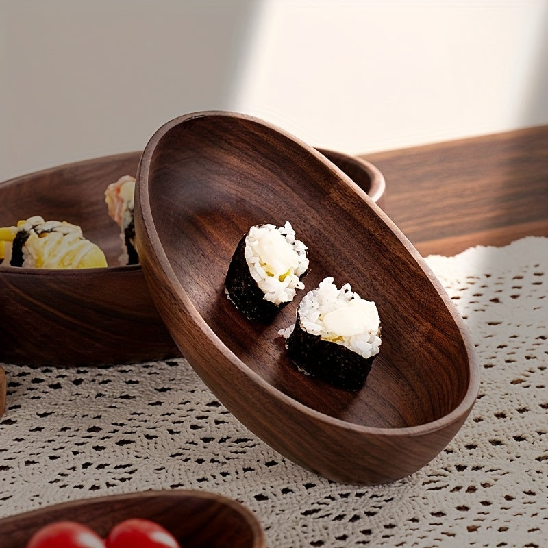 Four Japanese-Style Sushi Platters | Stylish Boat-Shaped Table Decor, Durable And Easy-To-Clean Wooden Condiment Dish, Handcrafted, Idealfor Kitchen Use, Perfect for Serving Fruits, Nuts, And Dessert