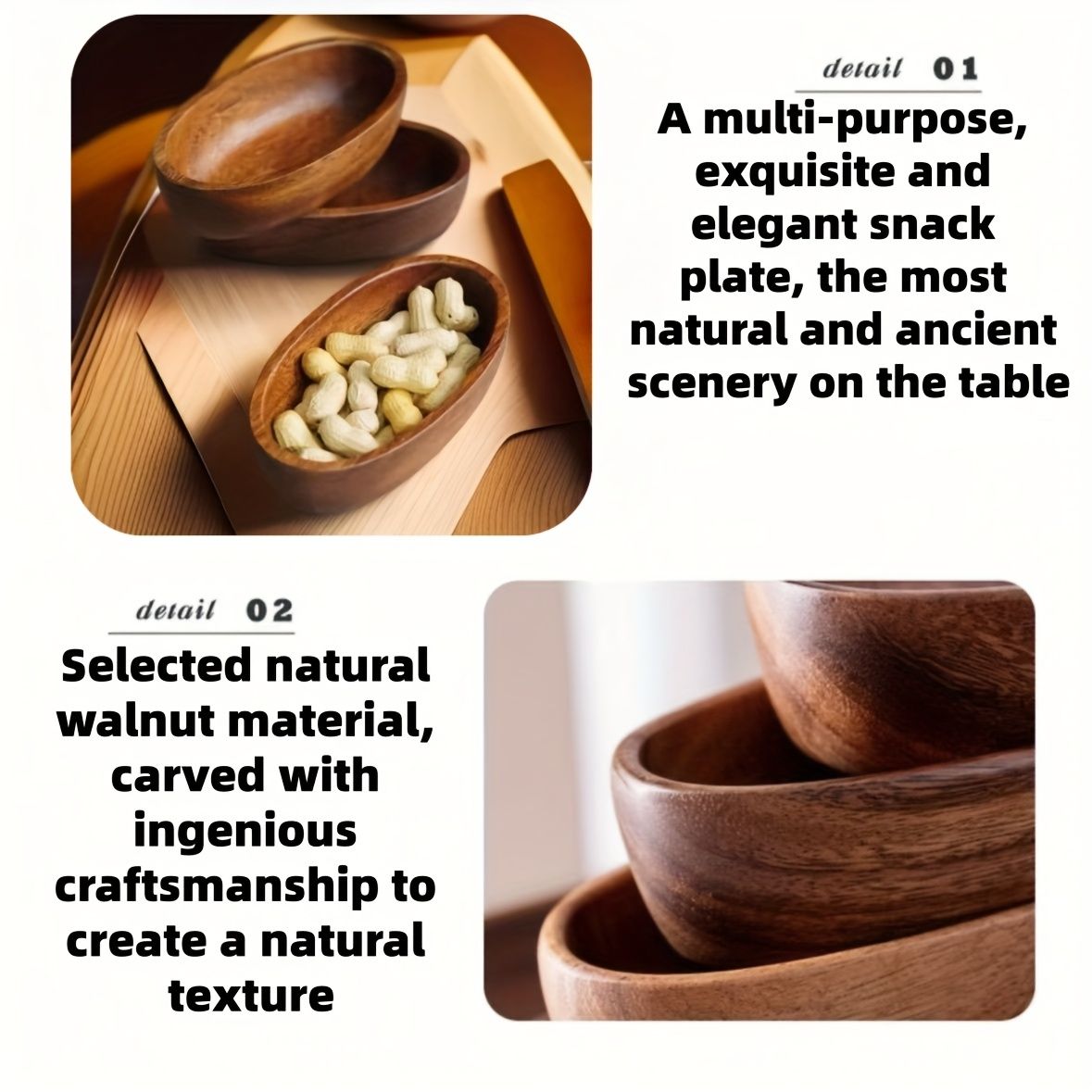 Four Japanese-Style Sushi Platters | Stylish Boat-Shaped Table Decor, Durable And Easy-To-Clean Wooden Condiment Dish, Handcrafted, Idealfor Kitchen Use, Perfect for Serving Fruits, Nuts, And Dessert