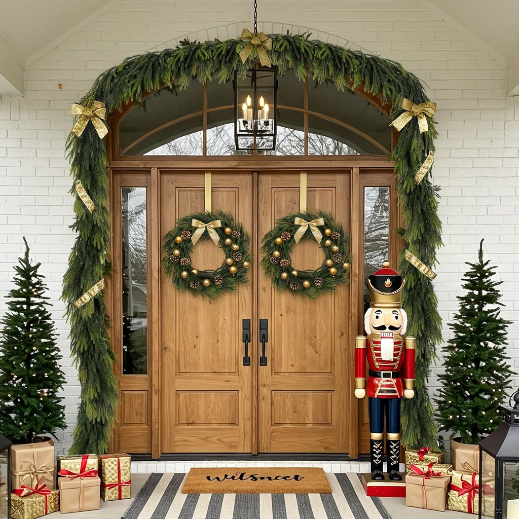 1pc 70.9-Inch Green Artificial Pine Garland real Touch Pine Garland  Artificial Faux Greenery Suitable for Christmas & Winter Holiday Decorations Easy to Install