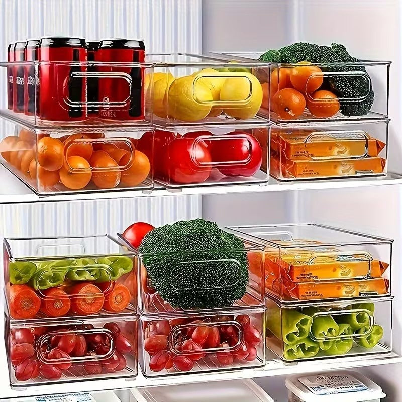 6 Pack Clear Refrigerator Organizer Bins, 10 Inch Food Storage Containers for Fridge, Freezer, Pantry and Cabinets, Multi Purpose Storage Bins for Kitchen, Bathroom and Bedroom