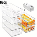 6 Pack Clear Refrigerator Organizer Bins, 10 Inch Food Storage Containers for Fridge, Freezer, Pantry and Cabinets, Multi Purpose Storage Bins for Kitchen, Bathroom and Bedroom