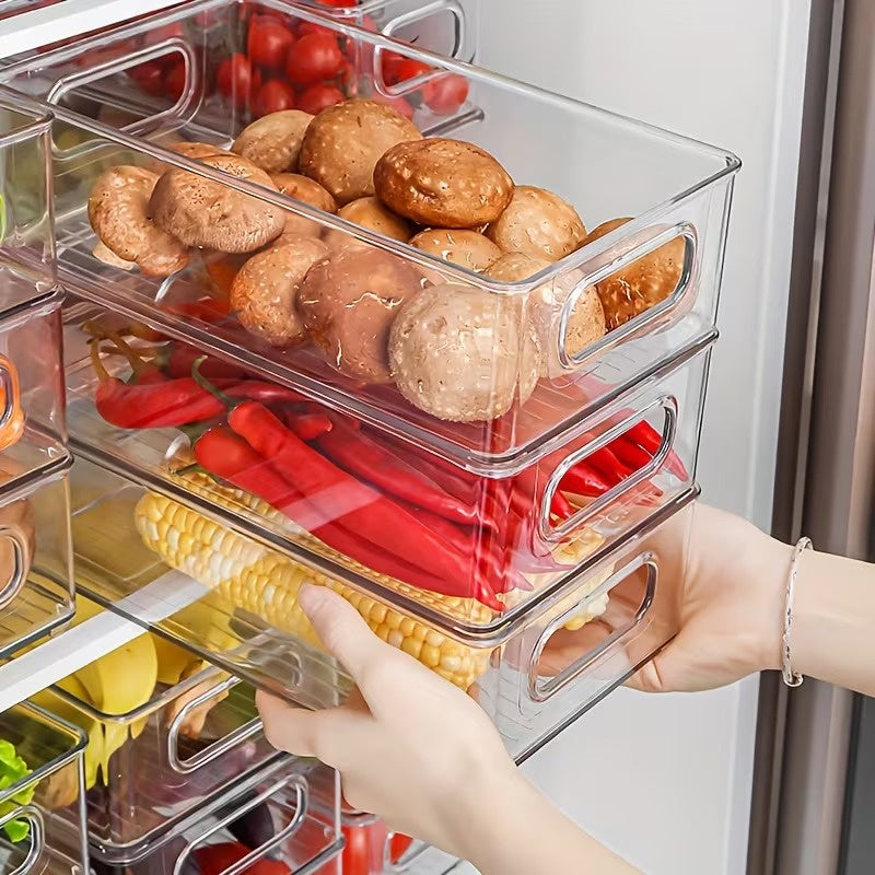 6 Pack Clear Refrigerator Organizer Bins, 10 Inch Food Storage Containers for Fridge, Freezer, Pantry and Cabinets, Multi Purpose Storage Bins for Kitchen, Bathroom and Bedroom