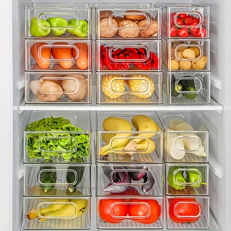 6 Pack Clear Refrigerator Organizer Bins, 10 Inch Food Storage Containers for Fridge, Freezer, Pantry and Cabinets, Multi Purpose Storage Bins for Kitchen, Bathroom and Bedroom