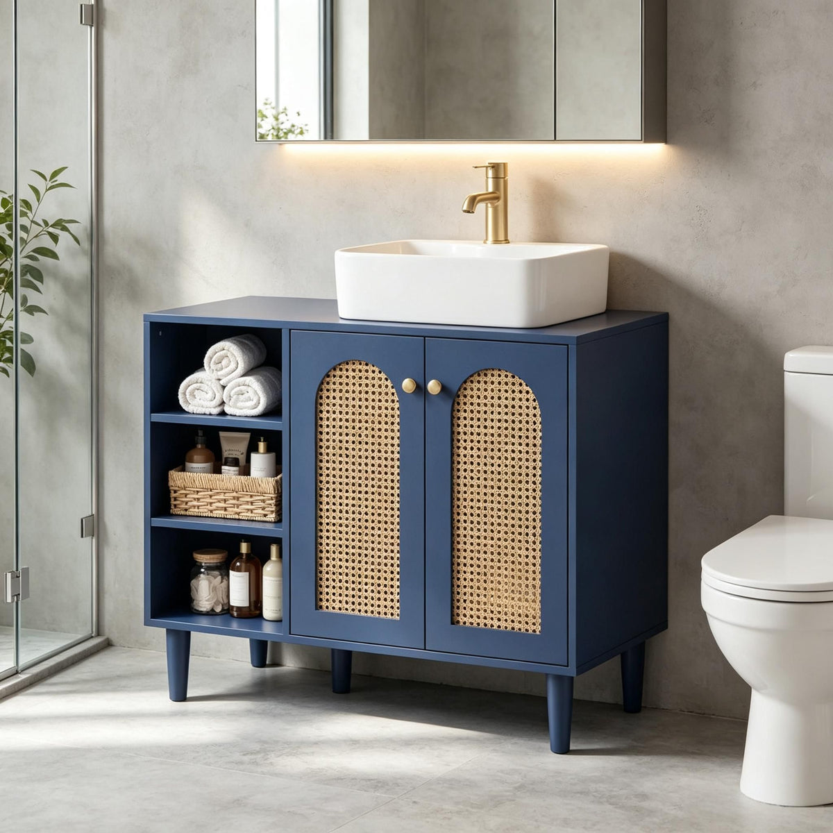 36 Inch under Sink Cabinet for Vessel Sinks And Single-Handle Faucets Bathroom Storage Organizer