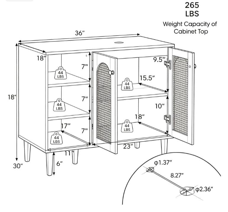 36 Inch under Sink Cabinet for Vessel Sinks And Single-Handle Faucets Bathroom Storage Organizer