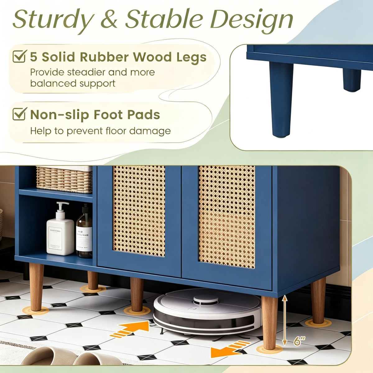 36 Inch under Sink Cabinet for Vessel Sinks And Single-Handle Faucets Bathroom Storage Organizer