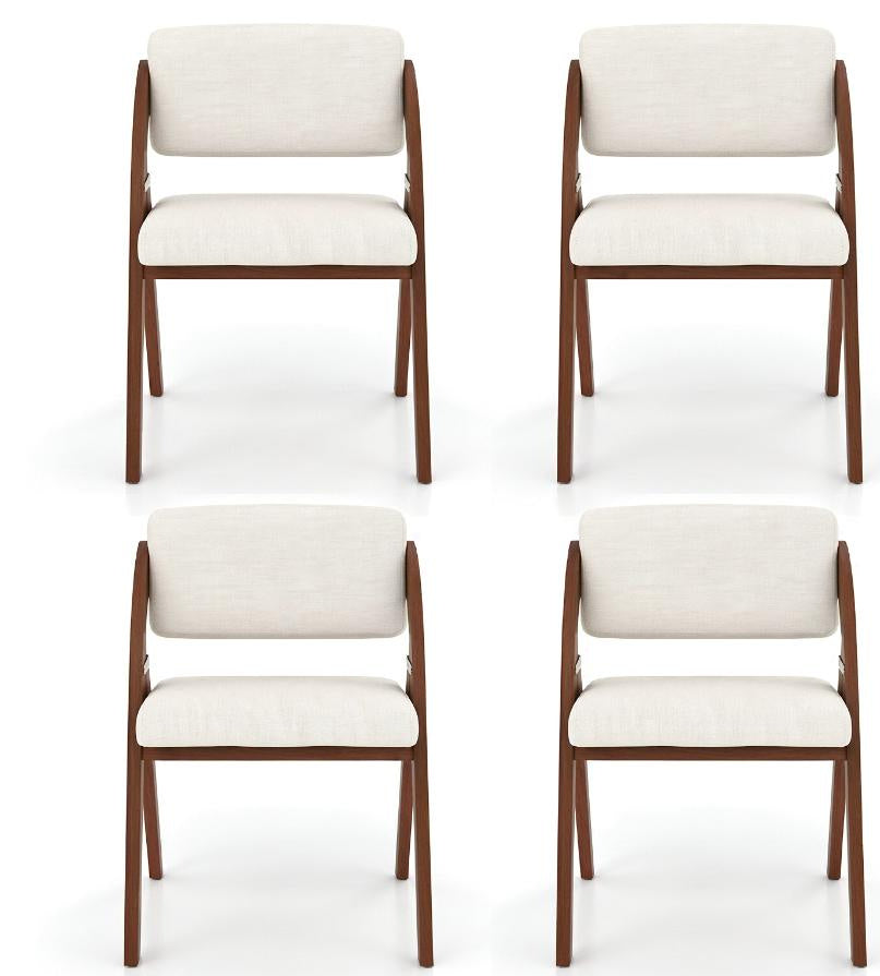 Set of 4 Folding Kitchen Dining Chairs Rubber Wood Legs Home Furniture for Living Room Bedroom