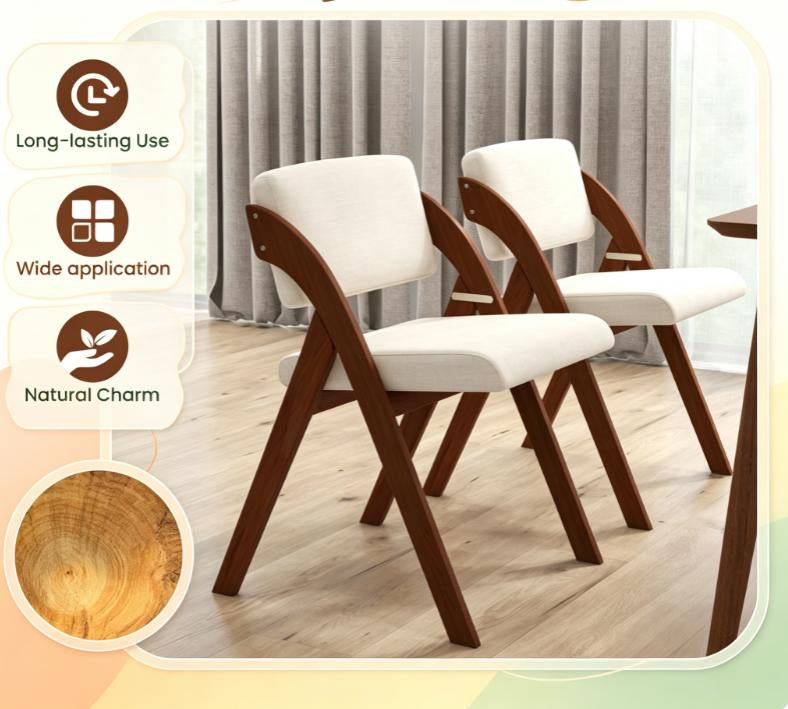 Set of 4 Folding Kitchen Dining Chairs Rubber Wood Legs Home Furniture for Living Room Bedroom