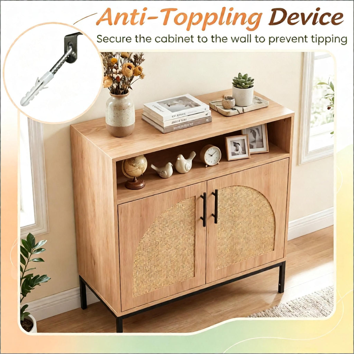 32 Inch Sideboard Buffet Cabinet with  Adjustable Shelf