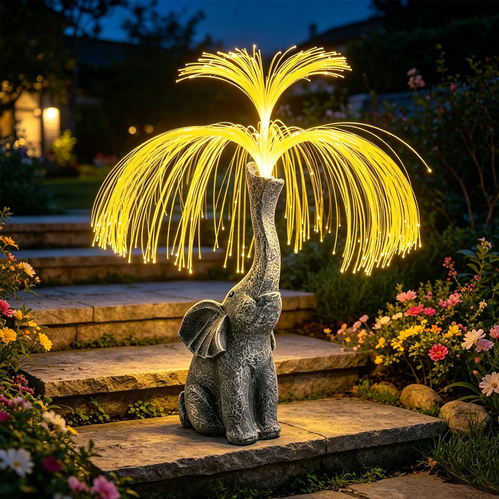 1 Piece Solar Creative Elephant Statue Fountain Light - Perfect for Garden, Lawn, Balcony, Porch, and Pond Decoration, Unique Gift for Outdoor Lighting