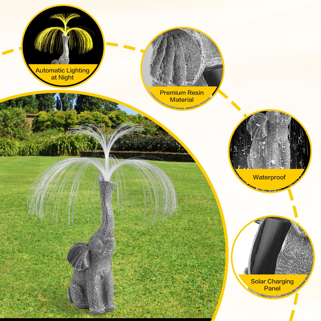 1 Piece Solar Creative Elephant Statue Fountain Light - Perfect for Garden, Lawn, Balcony, Porch, and Pond Decoration, Unique Gift for Outdoor Lighting