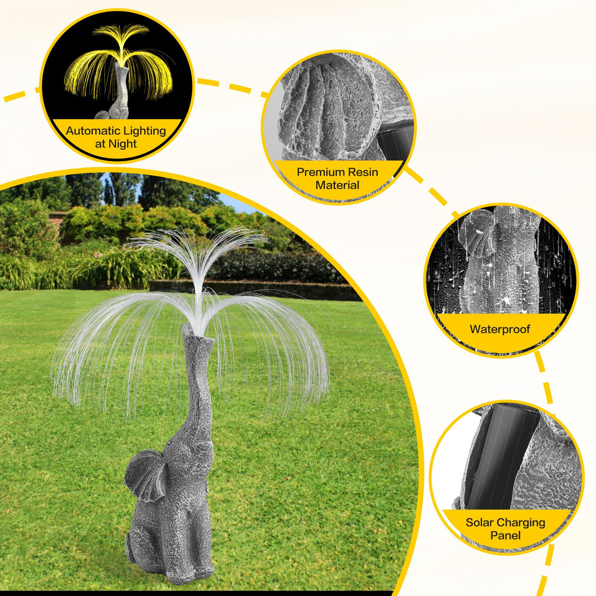 1 Piece Solar Creative Elephant Statue Fountain Light - Perfect for Garden, Lawn, Balcony, Porch, and Pond Decoration, Unique Gift for Outdoor Lighting