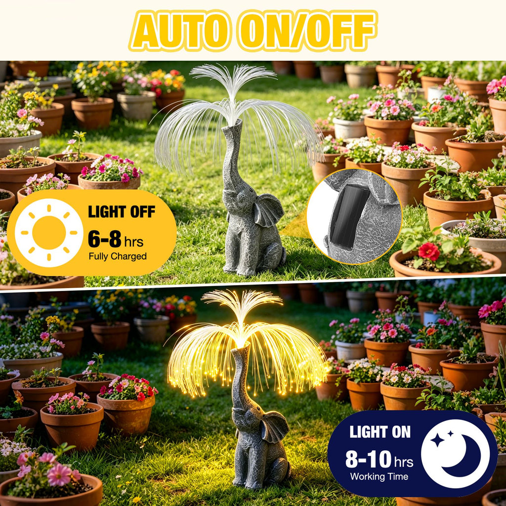 1 Piece Solar Creative Elephant Statue Fountain Light - Perfect for Garden, Lawn, Balcony, Porch, and Pond Decoration, Unique Gift for Outdoor Lighting