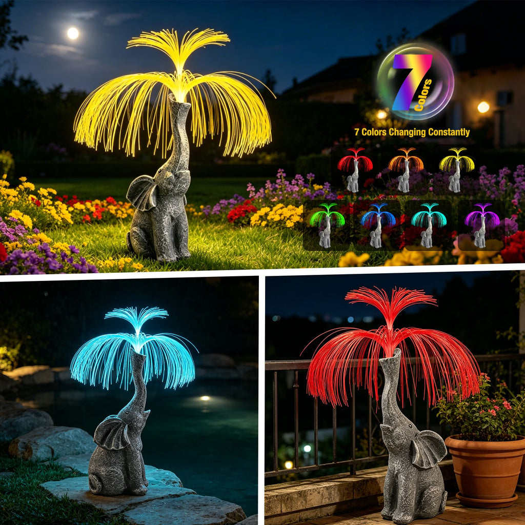 1 Piece Solar Creative Elephant Statue Fountain Light - Perfect for Garden, Lawn, Balcony, Porch, and Pond Decoration, Unique Gift for Outdoor Lighting