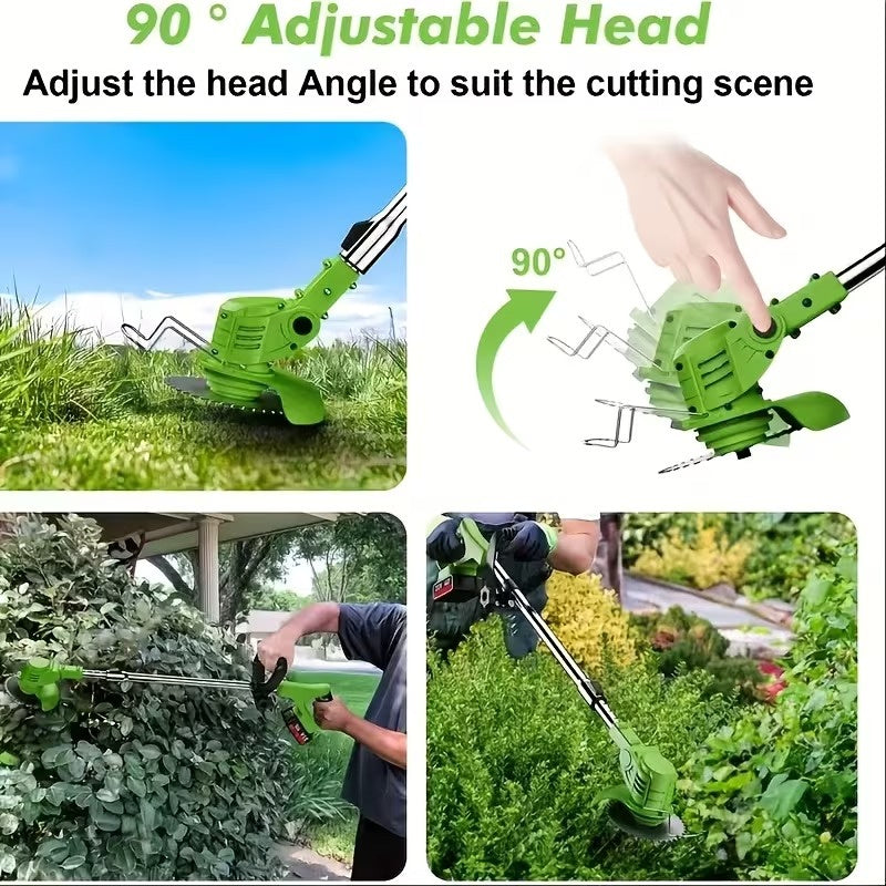 Cordless Electric Weed Wacker Portable Grass Trimmer with 3 Blade Types and 2 High Capacity Batteries Powerful Lawn Mower for Garden Yard Lawn Maintenance with Multiple Accessories
