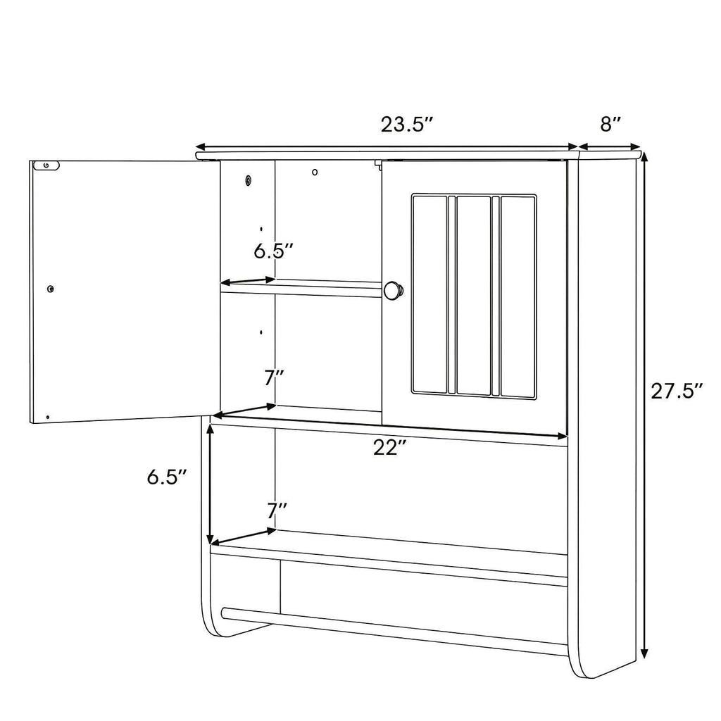 Bathroom Wall Cabinet with Towel Bar Open Shelf Adjustable Shelf Storage Organizer