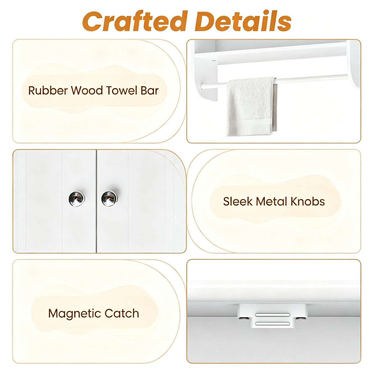 Bathroom Wall Cabinet with Towel Bar Open Shelf Adjustable Shelf Storage Organizer